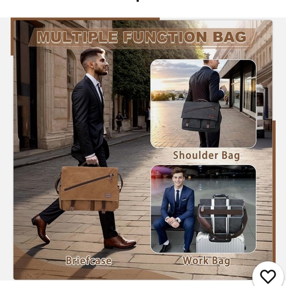 RAVUO Messenger Bag for Men Water Resistant Canvas Satchel Laptop 16.9 x 5.5 x 1 - Picture 16 of 16